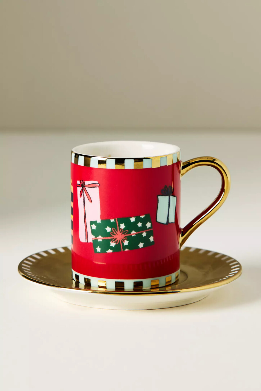 caroline steingut-weihnachts-espressotasse mit untertasse