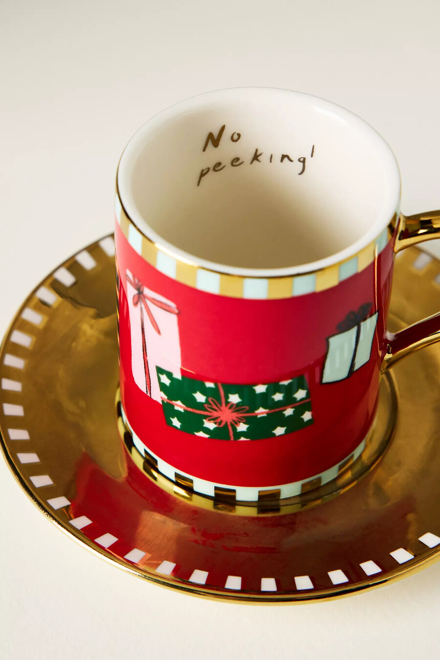 caroline steingut-weihnachts-espressotasse mit untertasse