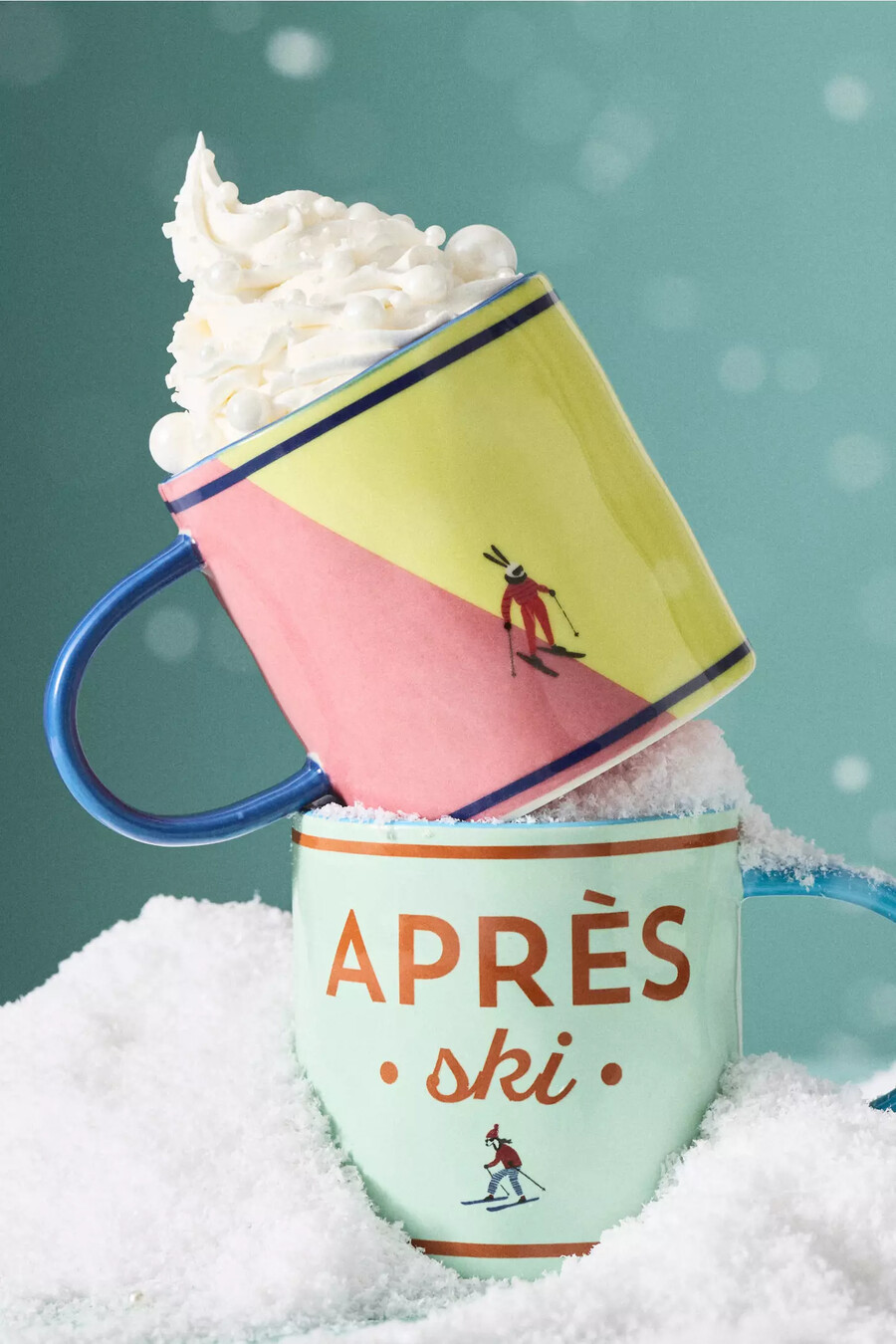 handbemalter après-ski-becher aus steinzeug