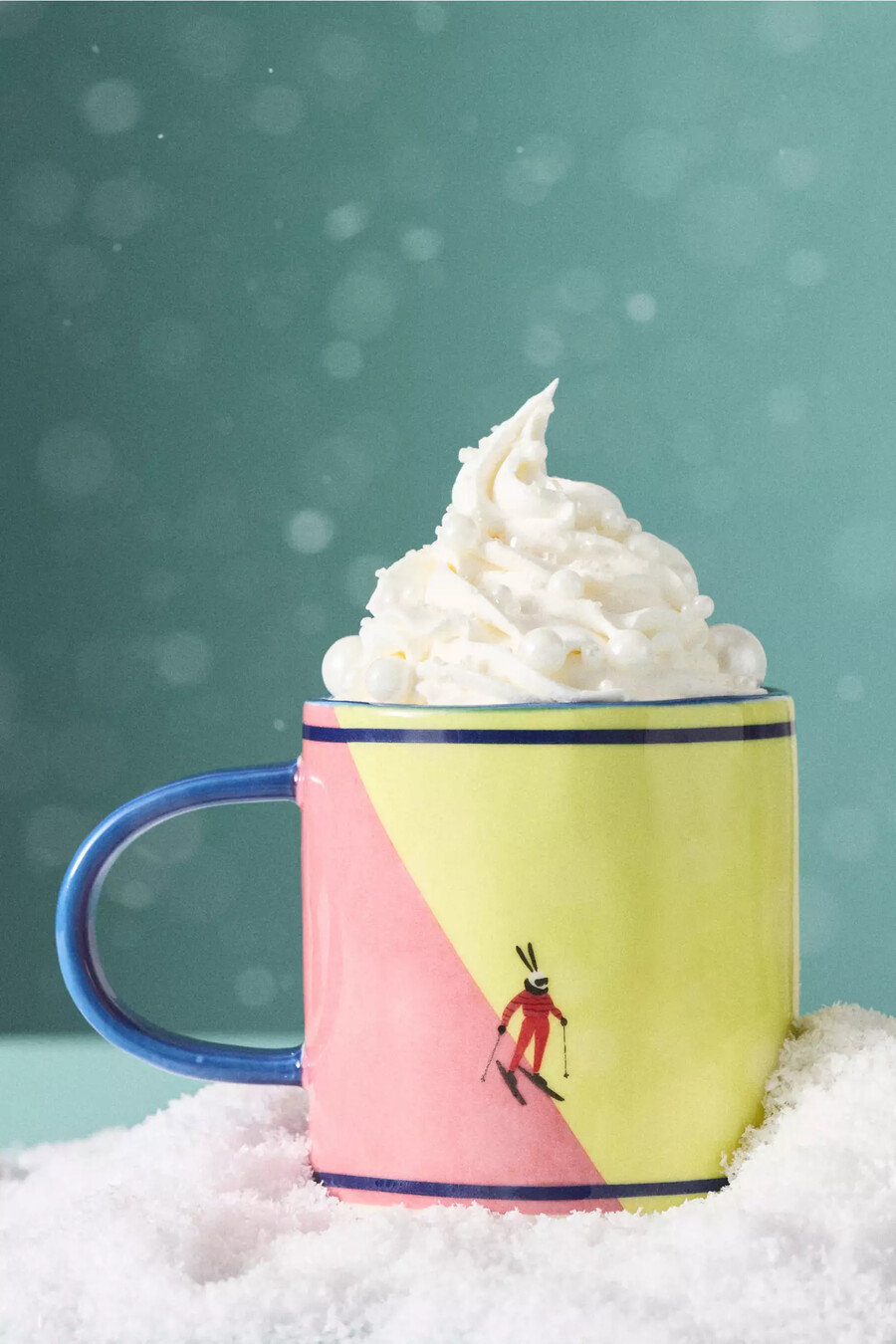 handbemalter après-ski-becher aus steinzeug