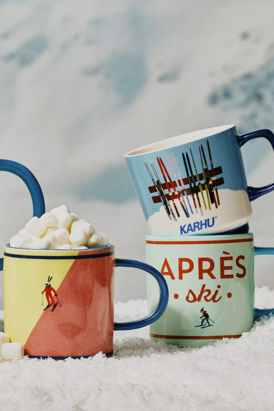 handbemalter après-ski-becher aus steinzeug