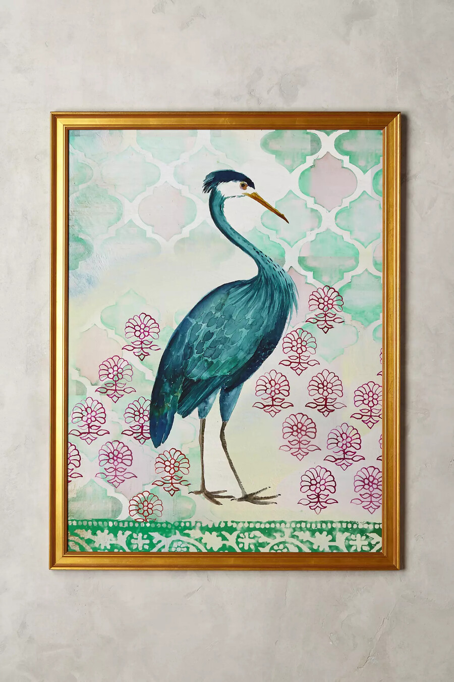 wandbild mit blauem reiher