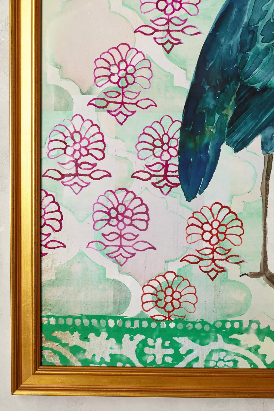 wandbild mit blauem reiher