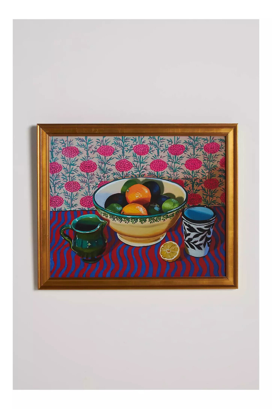 wandbild mit orangen- und avocadomotiv