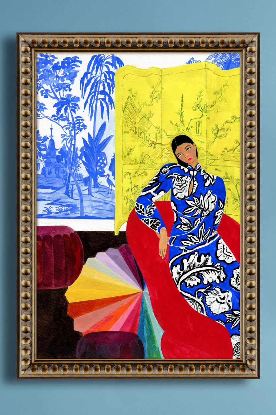 sitzende dame 5 von sharan ranshi wandkunst