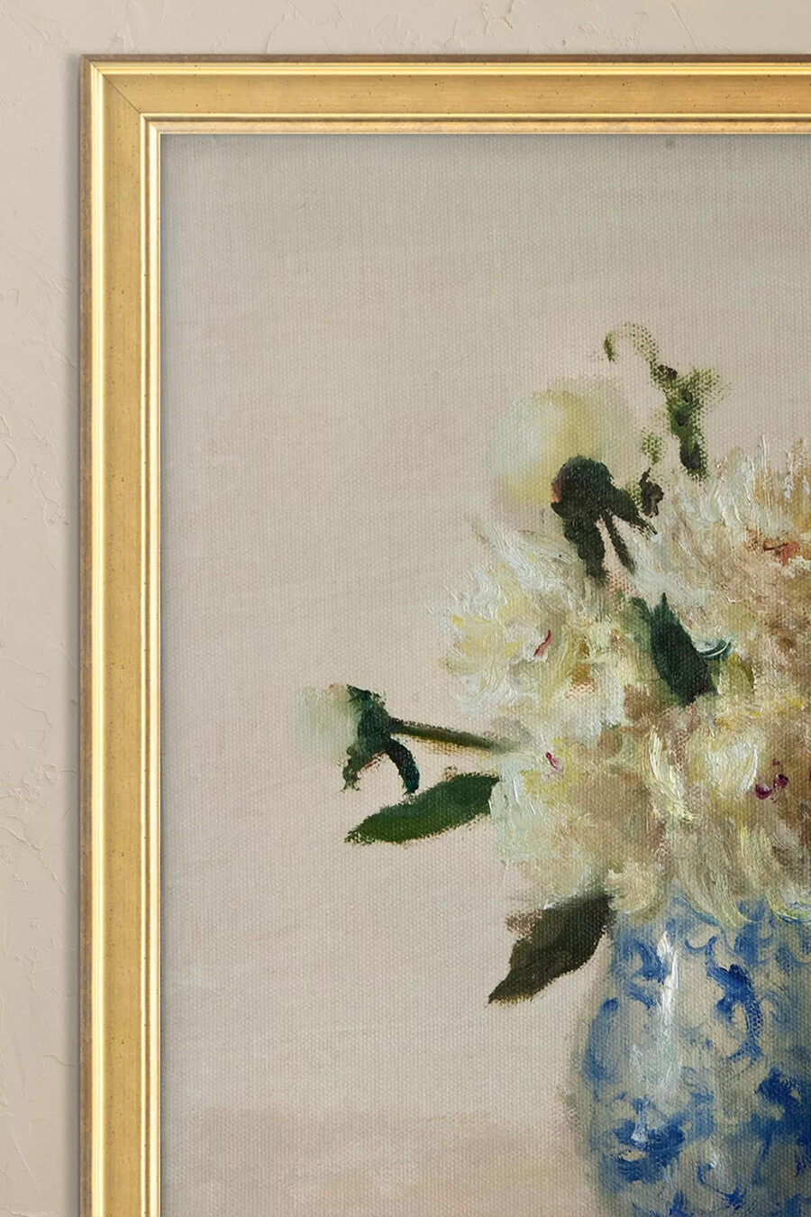 pfingstrosen in einer keramikvase gerahmtes wandbild
