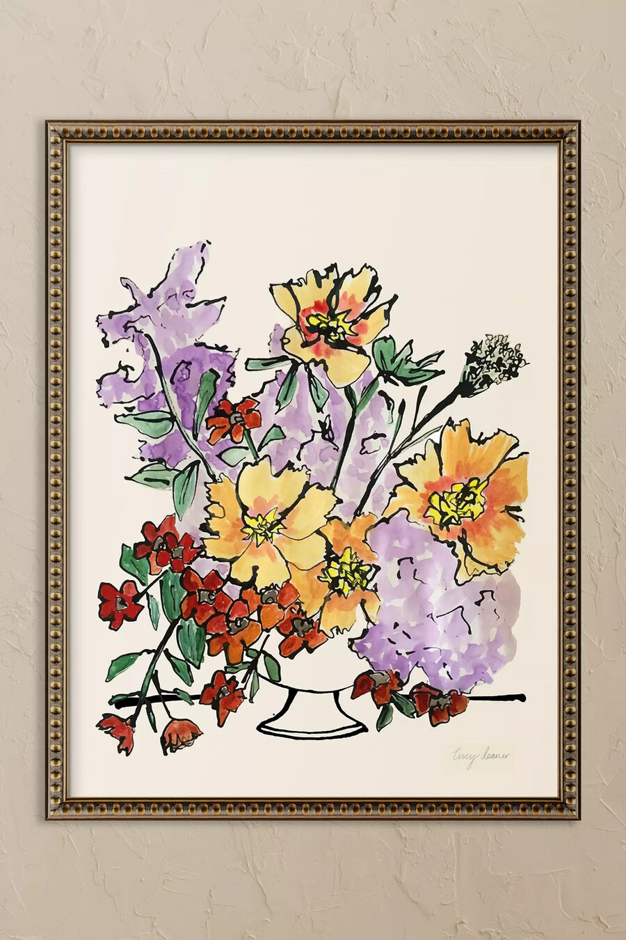 gerahmtes wandbild blühende blumen in einer vase