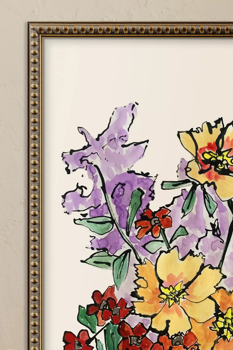gerahmtes wandbild blühende blumen in einer vase