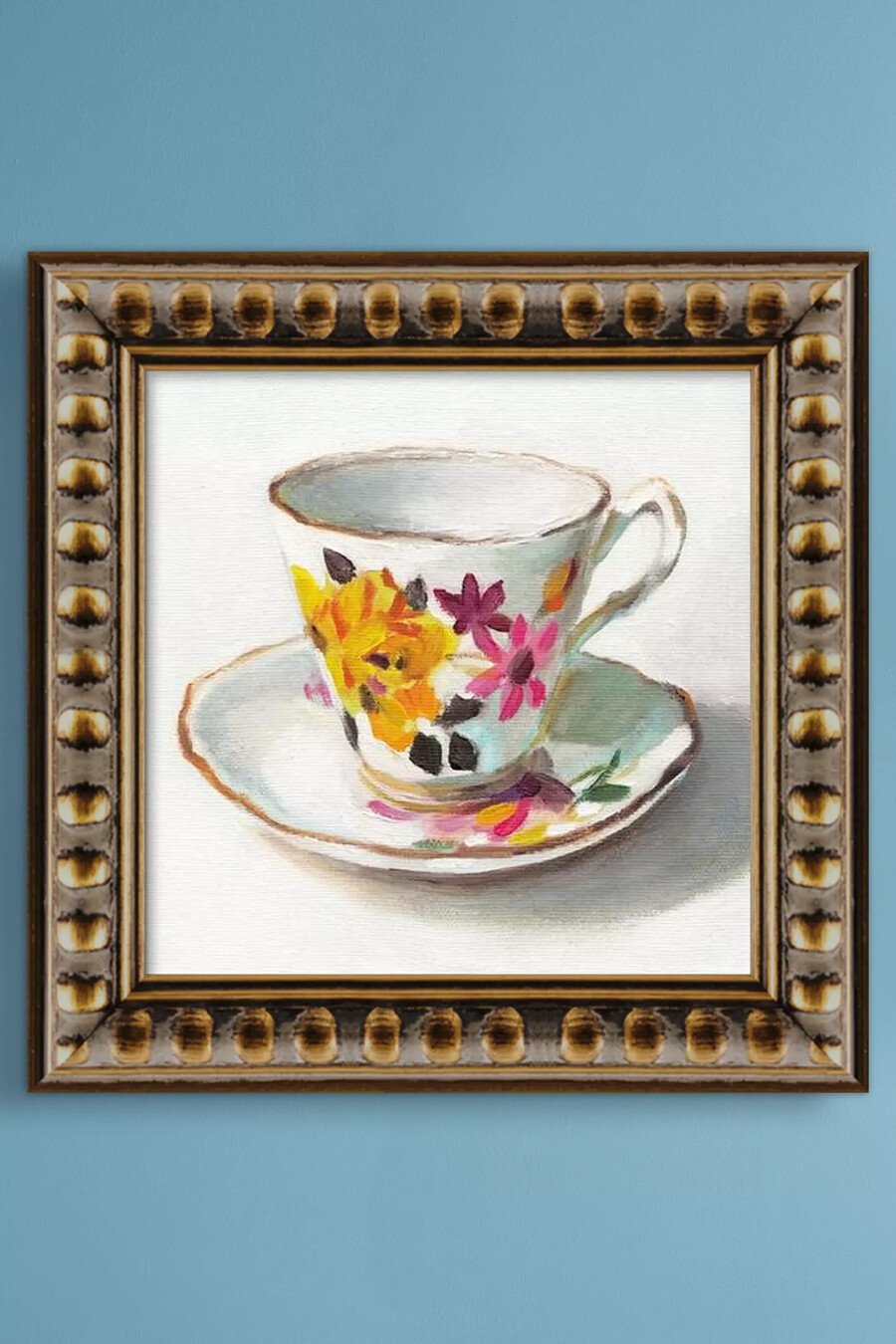wandbild mit teetasse und untertasse
