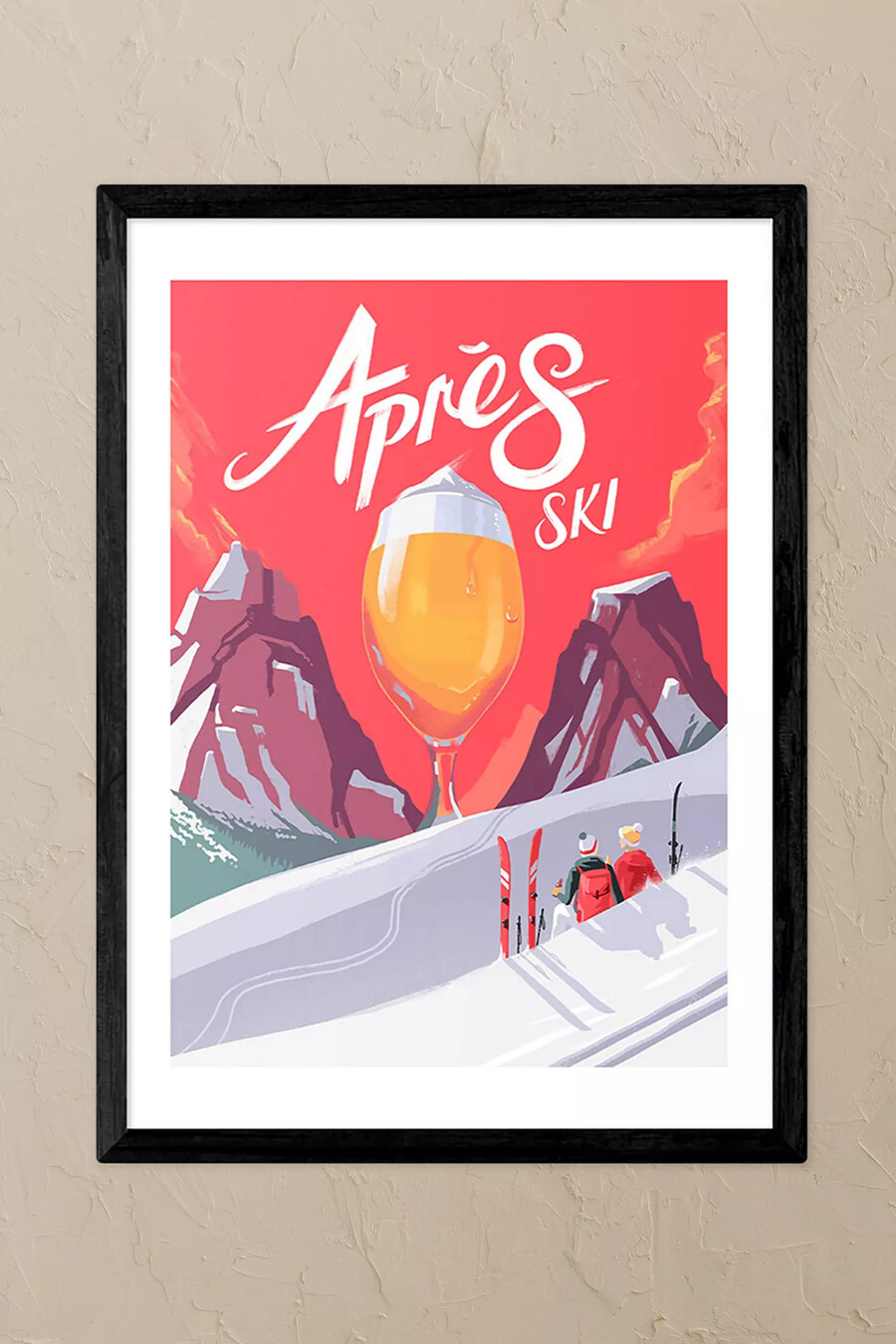 east end prints après ski schwarz gerahmter kunstdruck