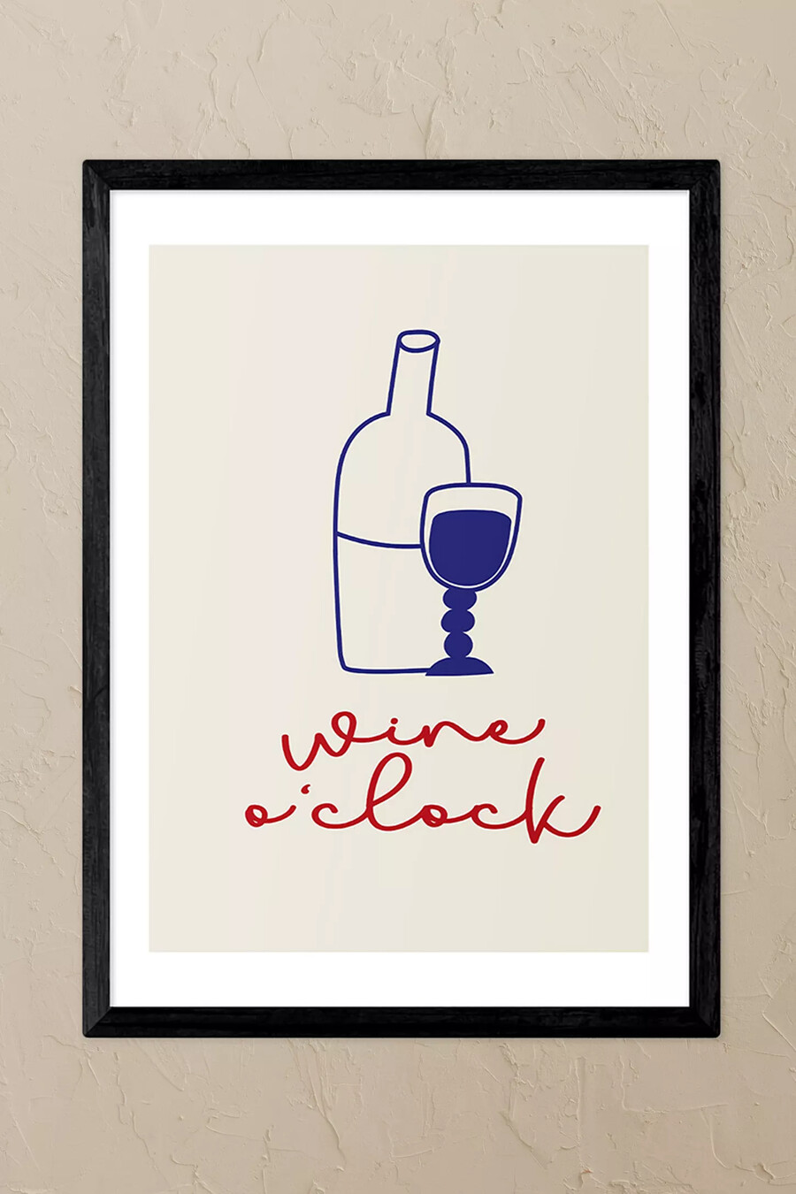 east end prints „wine oclock kunstdruck mit schwarzem rahmen