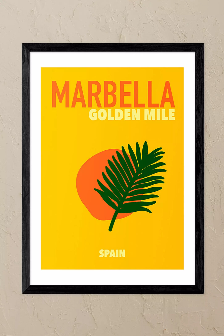 east end prints marbella goldene küste spanien schwarz gerahmter kunstdruck