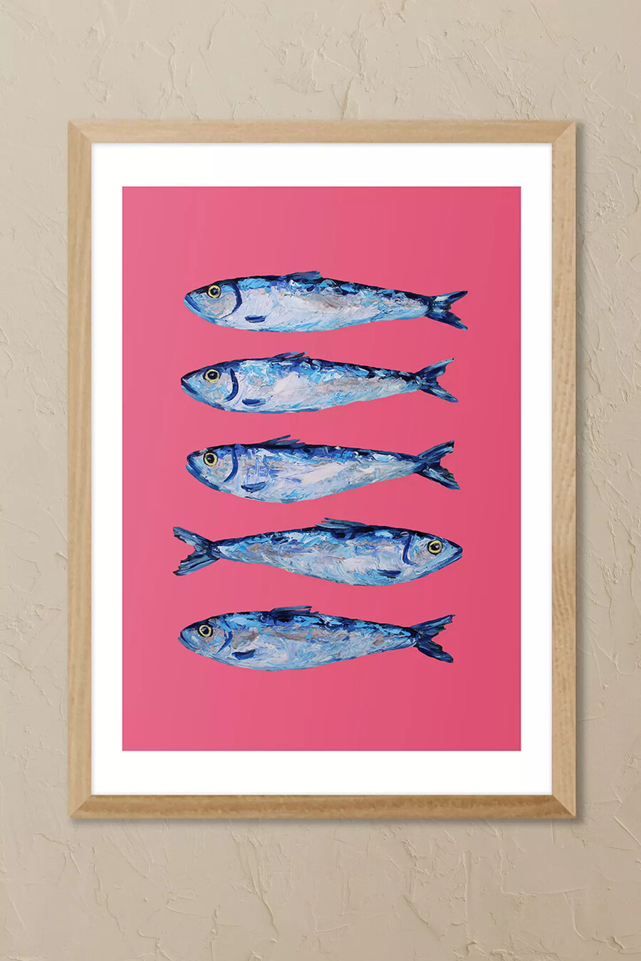 east end prints sardinen rosa gerahmtes wandbild