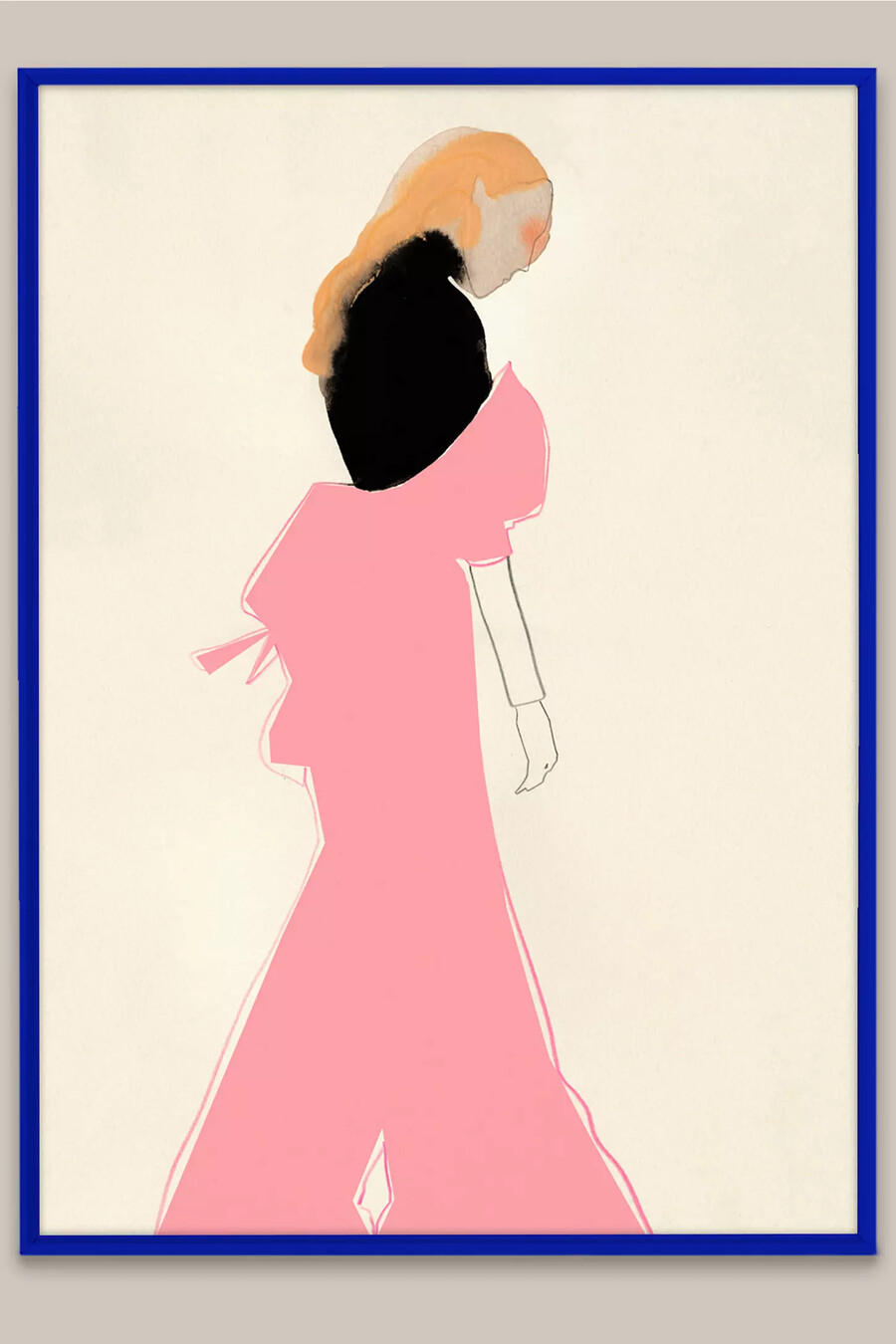 rosa kleid von amelie hegardt gerahmter kunstdruck 30x40 cm