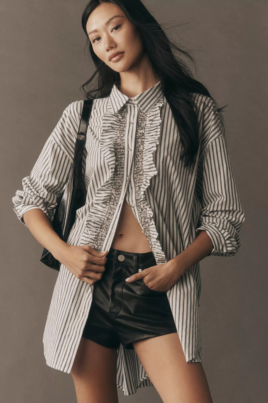 pilcro kristallverziertes lässiges button-down-hemd