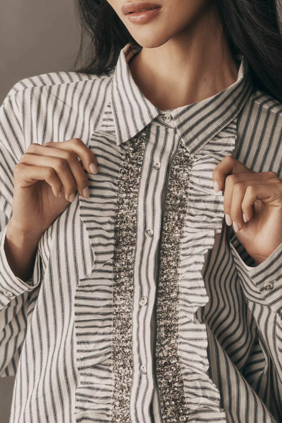 pilcro kristallverziertes lässiges button-down-hemd