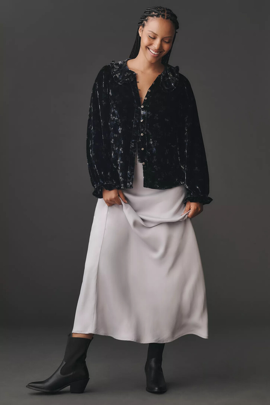 die keira bluse mit kragen und knopfleiste von pilcro langärmlige samt-edition