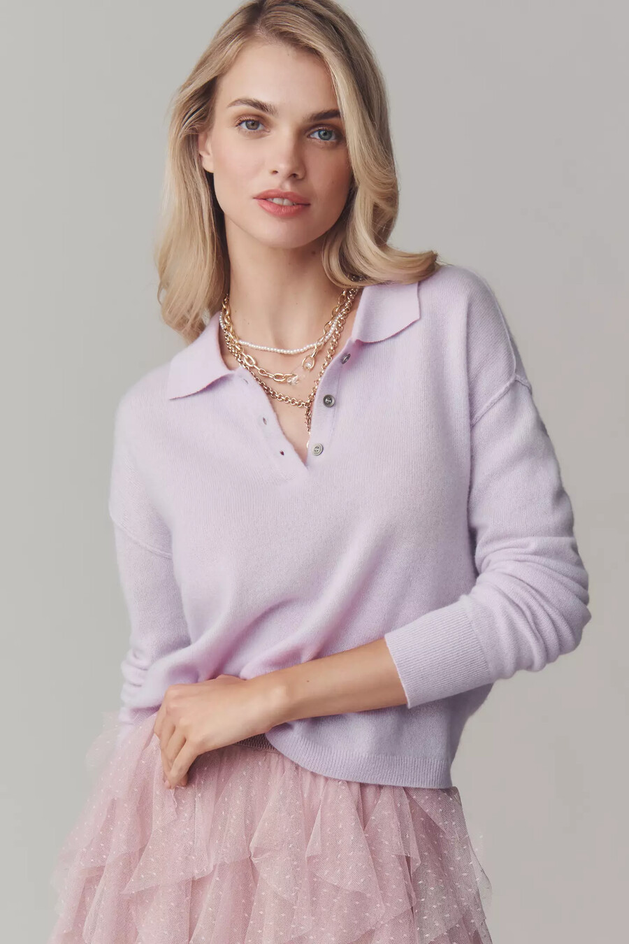 der jensen cashmere cropped polo jumper von pilcro