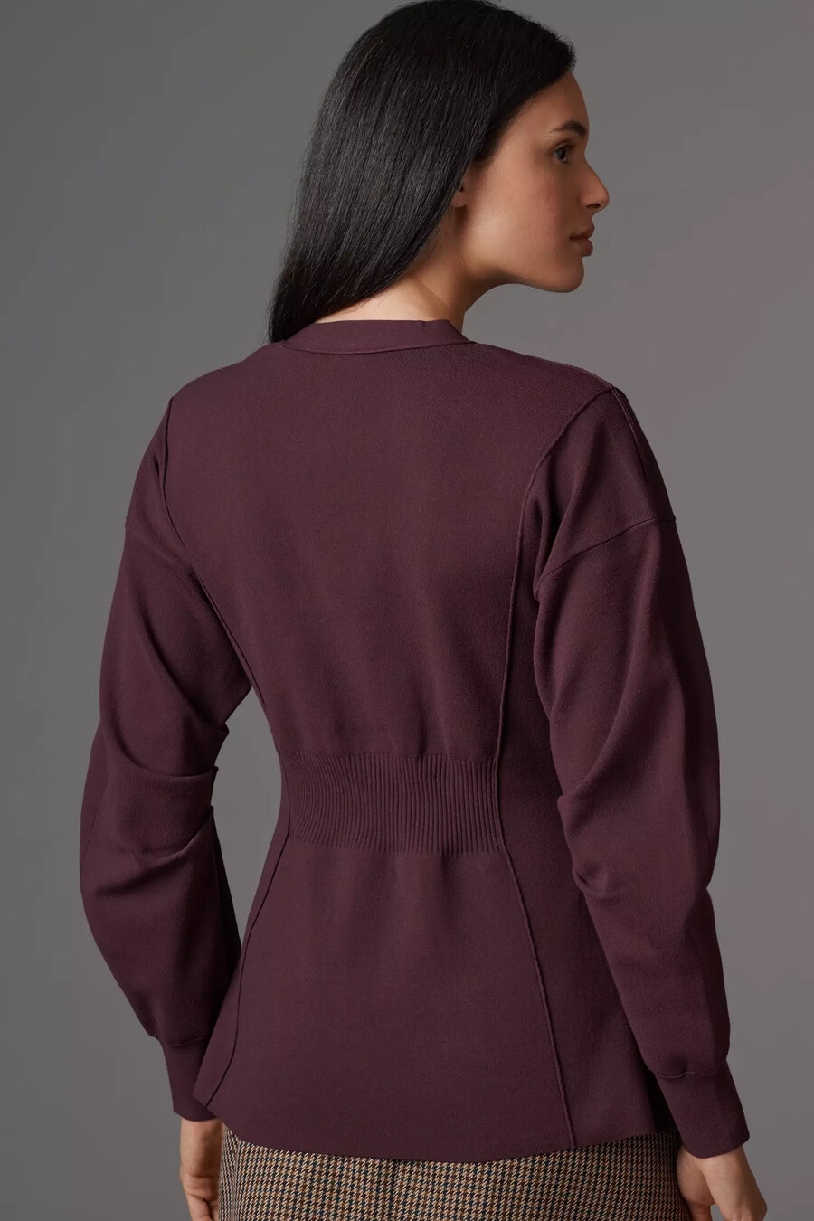 maeve strickjacke mit puffärmeln und taillenbund