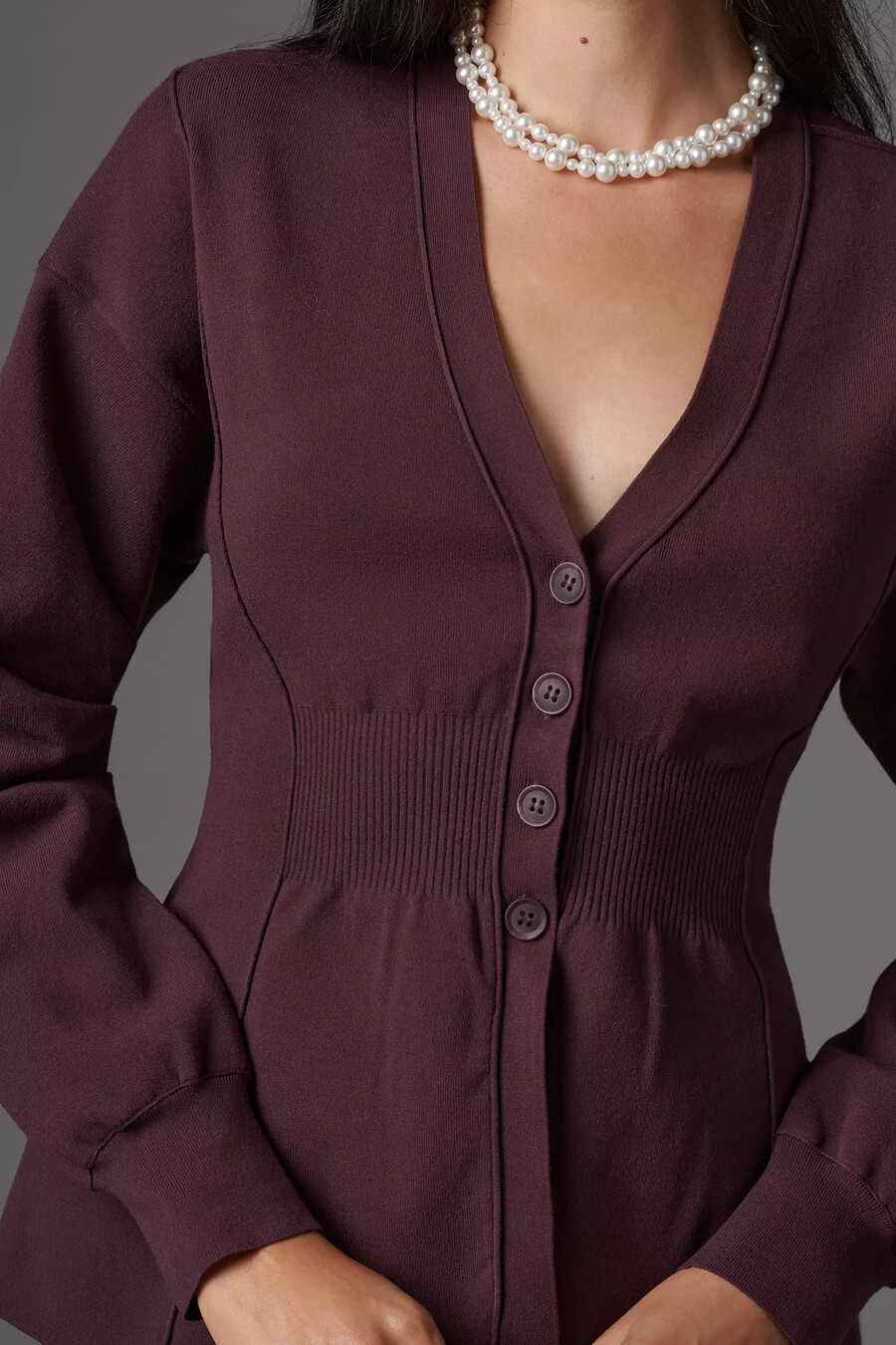 maeve strickjacke mit puffärmeln und taillenbund