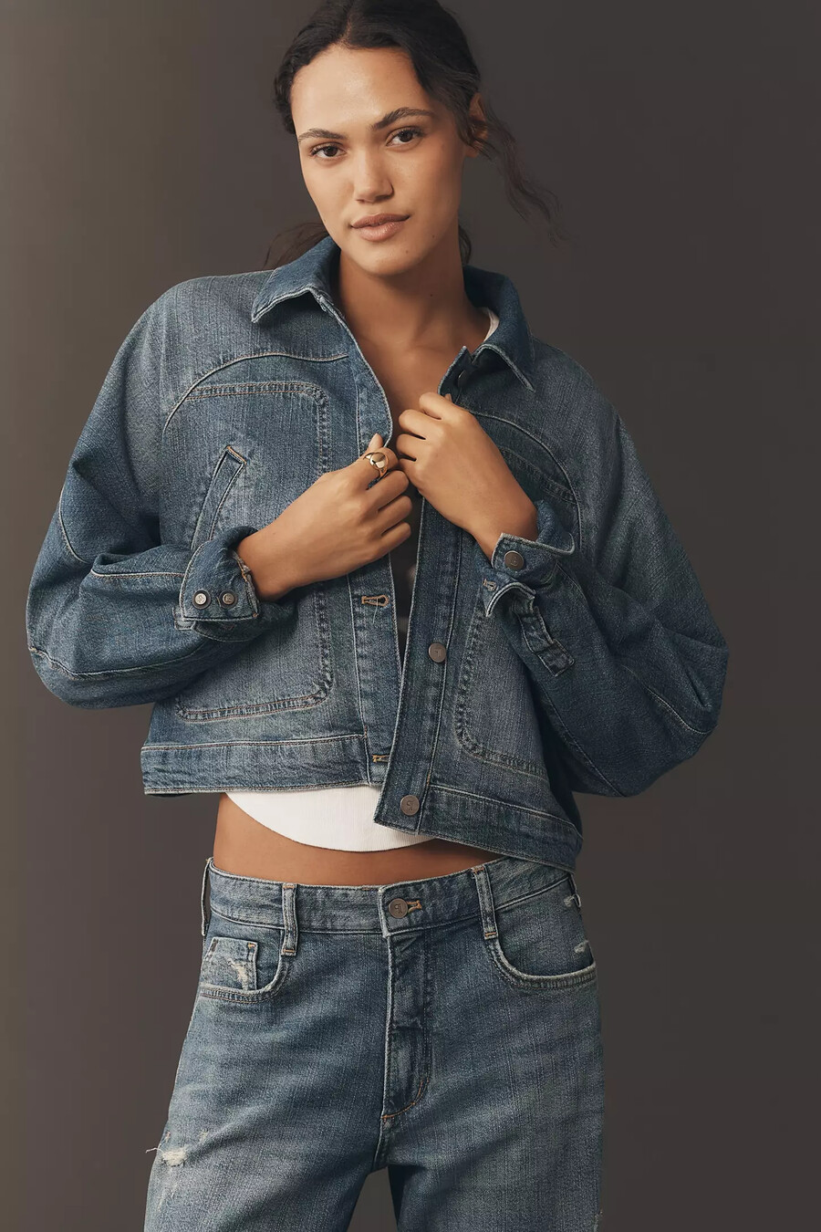 pilcro regenerative cotton dolman jeansjacke