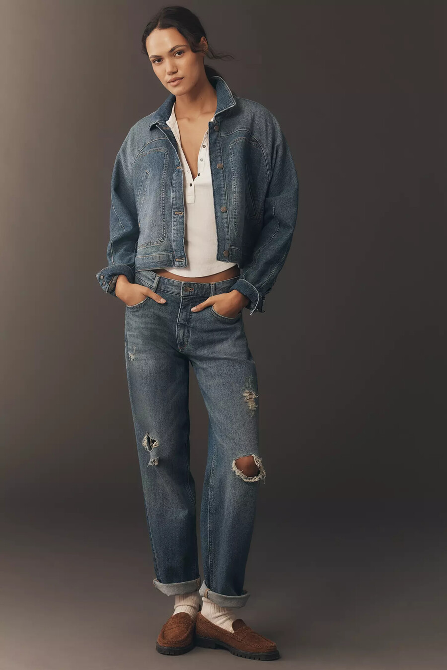 pilcro regenerative cotton dolman jeansjacke