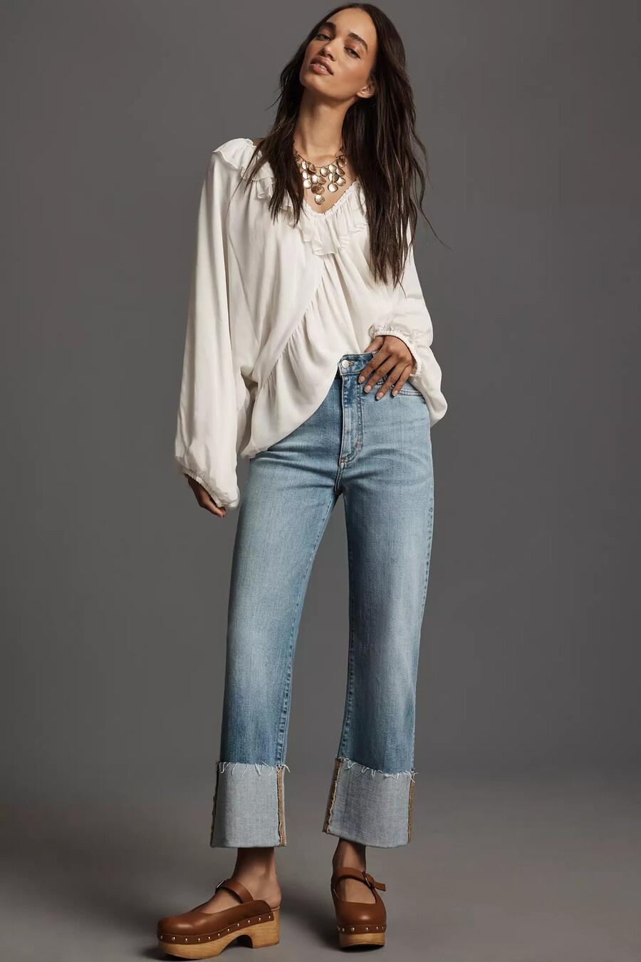 die scotty cuffed high-rise straight-leg jeans von pilcro