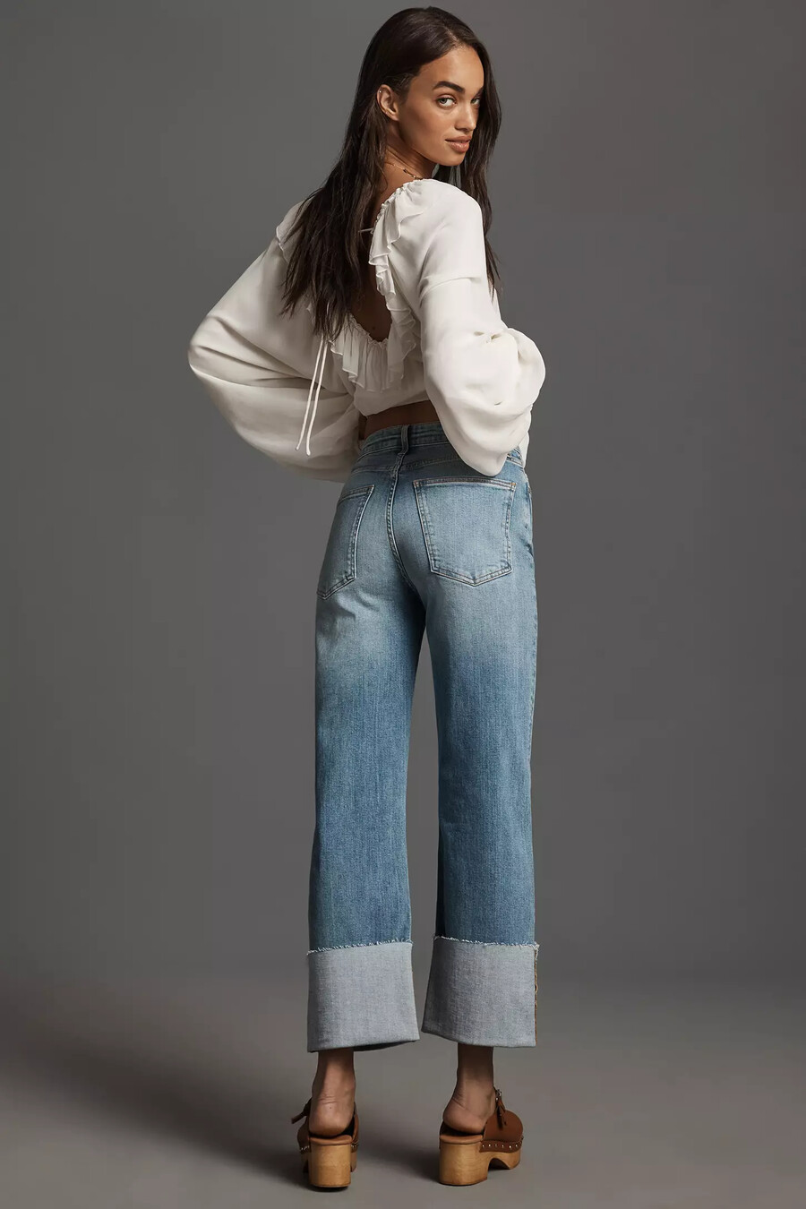 die scotty cuffed high-rise straight-leg jeans von pilcro