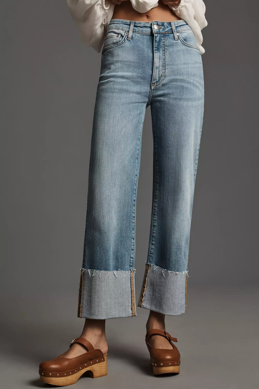 die scotty cuffed high-rise straight-leg jeans von pilcro