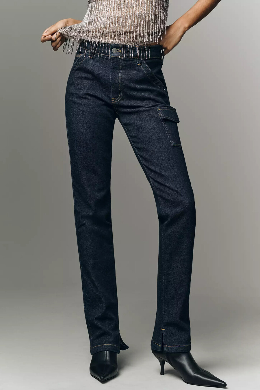 pilcro dylan mid-rise puddle straight-leg jeans