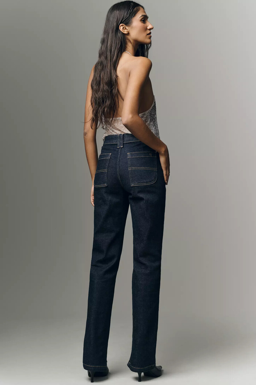 pilcro dylan mid-rise puddle straight-leg jeans