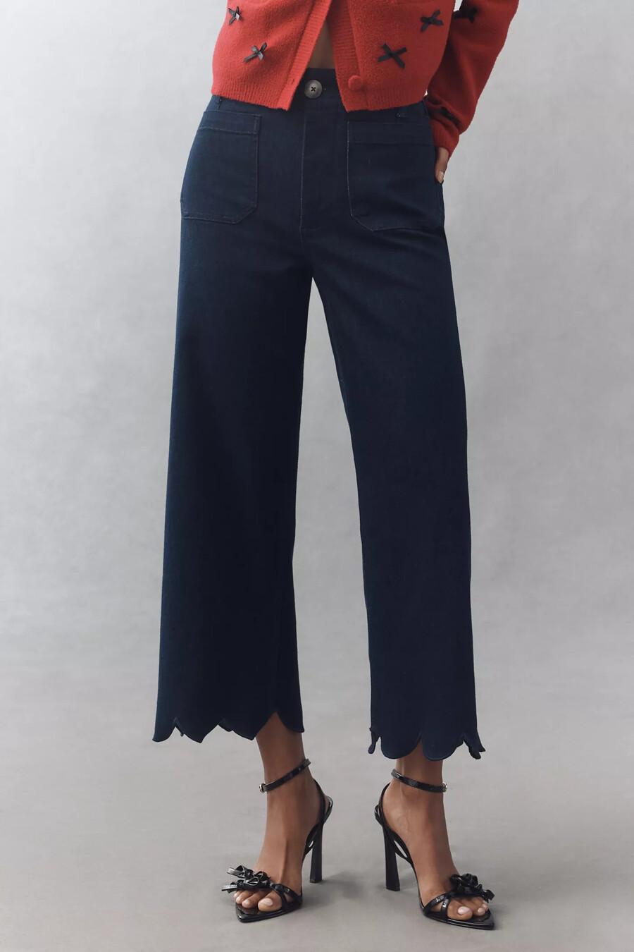 die colette scallop crop wide-leg jeans von maeve