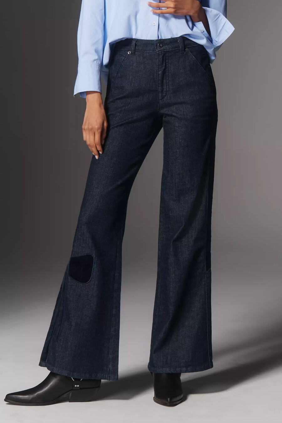 maeve bow peep high-rise flare jeans