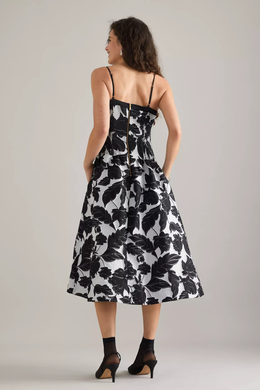 maeve midikleid mit tiefer taille und jacquardmuster