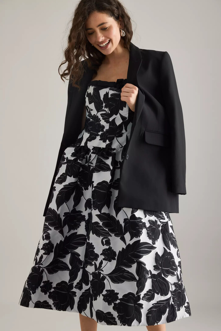 maeve midikleid mit tiefer taille und jacquardmuster
