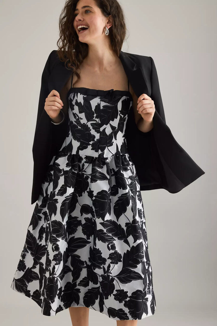 maeve midikleid mit tiefer taille und jacquardmuster
