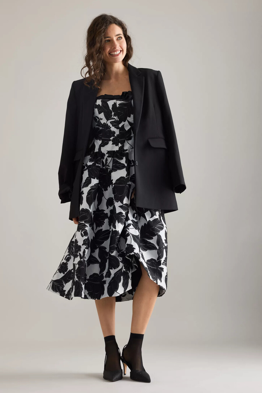 maeve midikleid mit tiefer taille und jacquardmuster