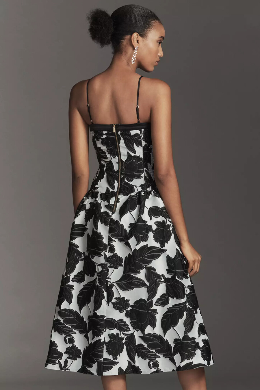 maeve midikleid mit tiefer taille und jacquardmuster