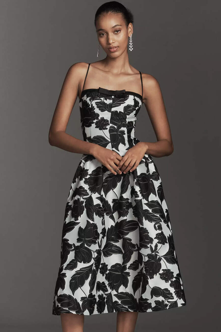 maeve midikleid mit tiefer taille und jacquardmuster