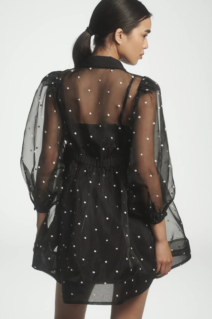 maeve transparentes babydoll-minikleid mit kragen