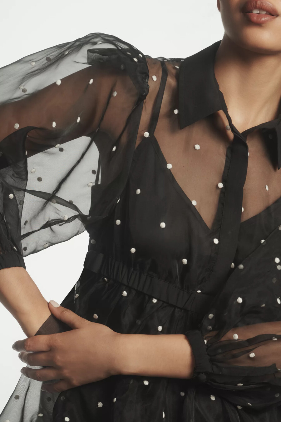 maeve transparentes babydoll-minikleid mit kragen