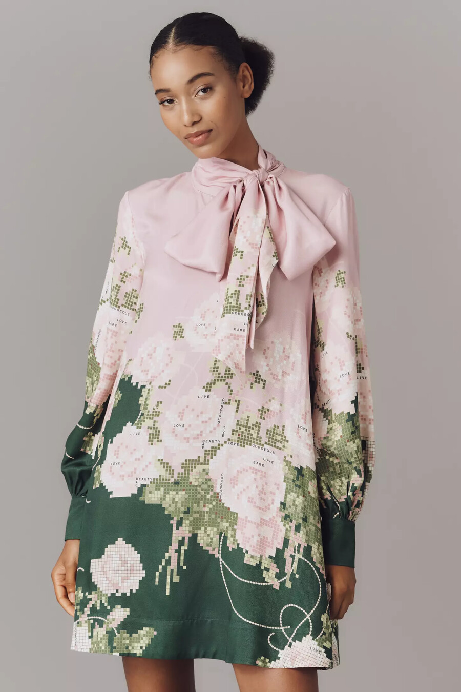 maeve minikleid mit bindekragen