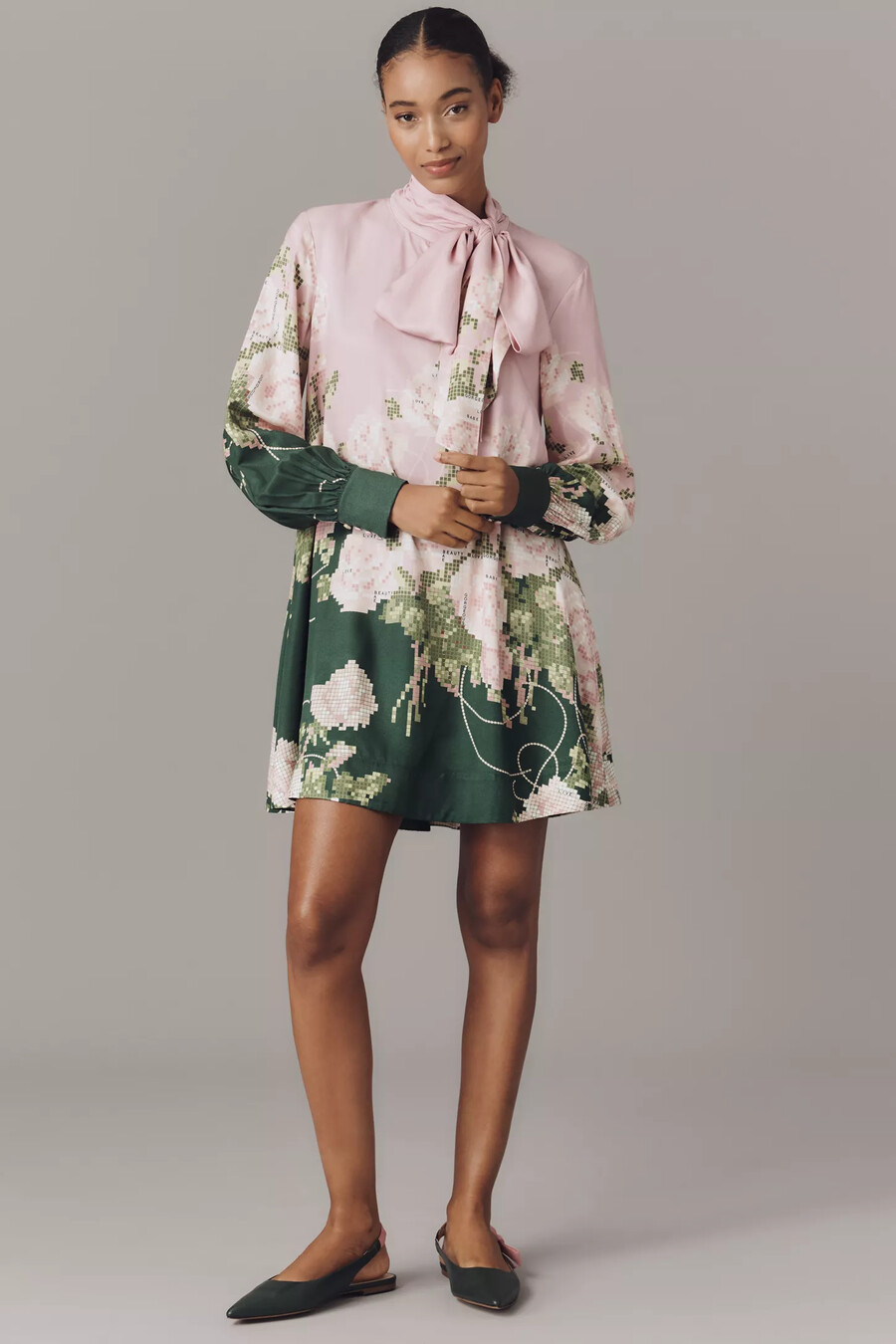 maeve minikleid mit bindekragen