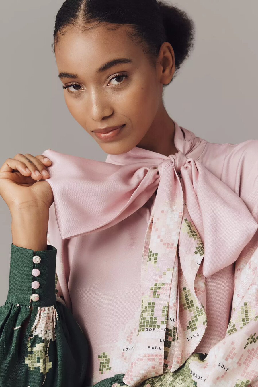 maeve minikleid mit bindekragen