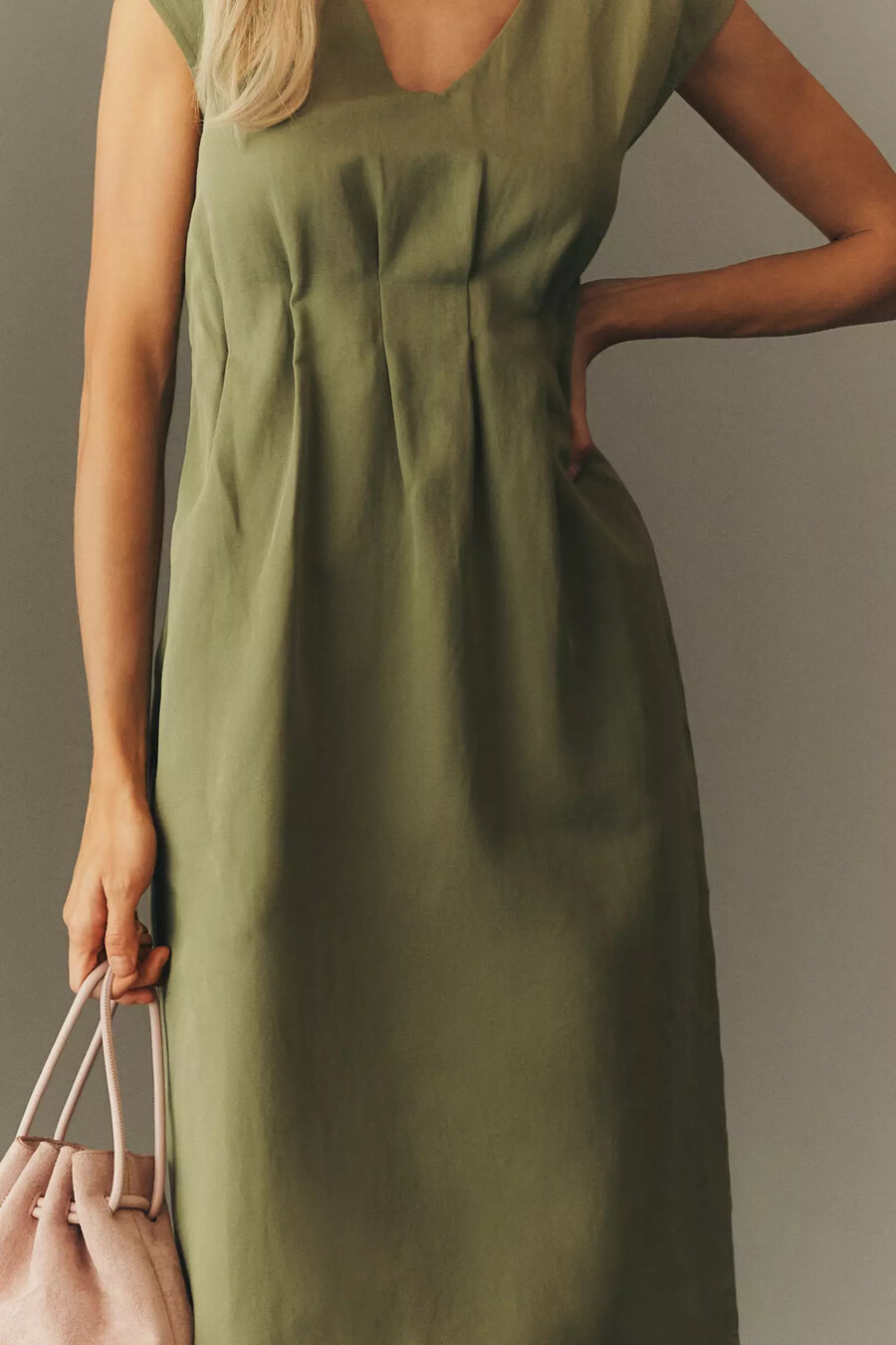 maeve midikleid aus leinenmischung mit kurzen Ärmeln und taillierter silhouette
