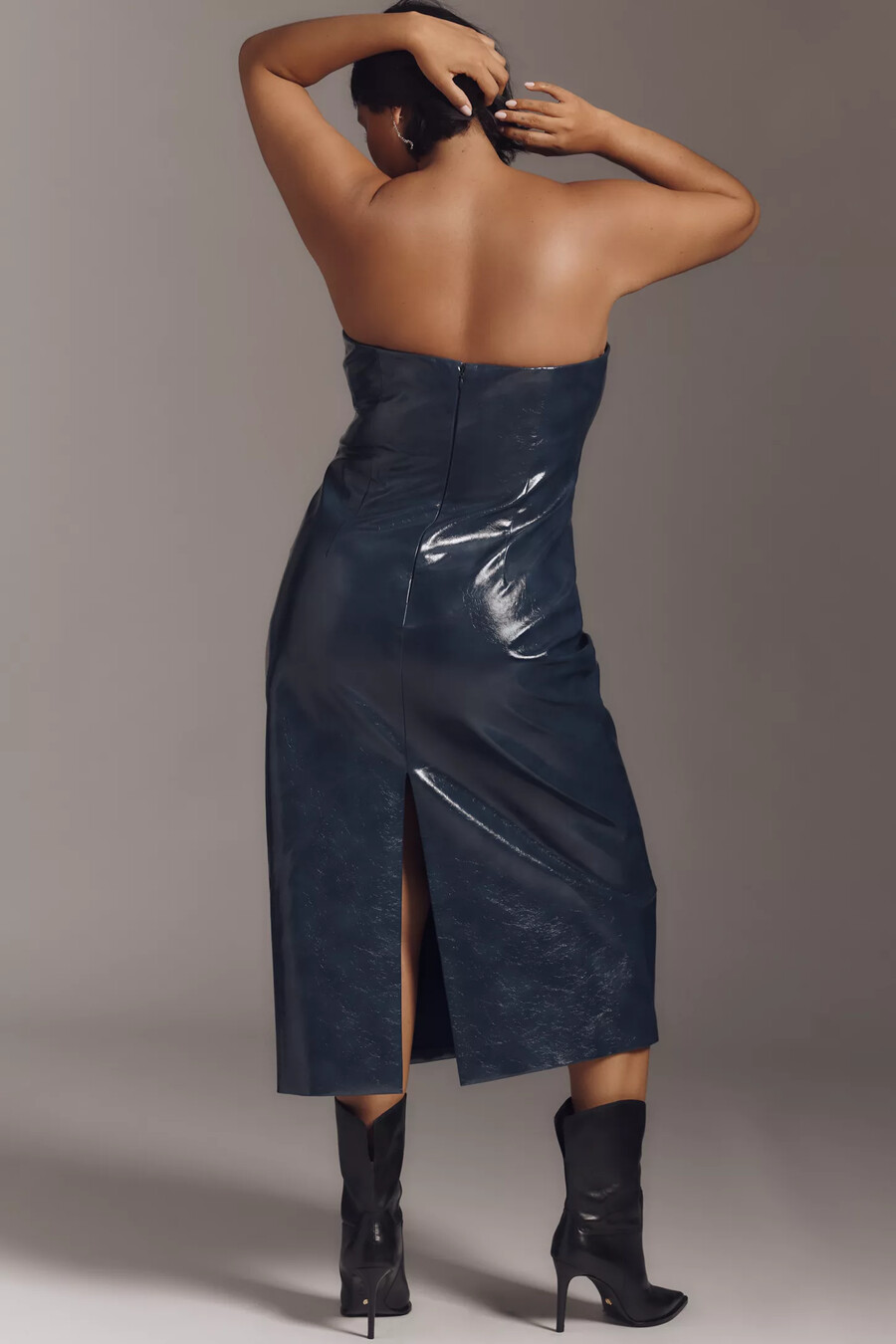 mare mare trägerloses schmal geschnittenes midikleid aus kunstleder