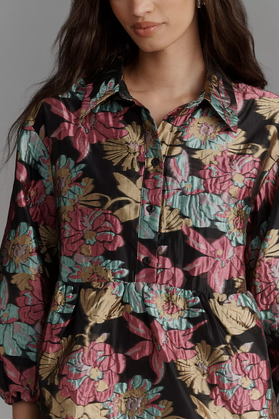 das bettina stufen-jacquard-minihemdkleid von maeve