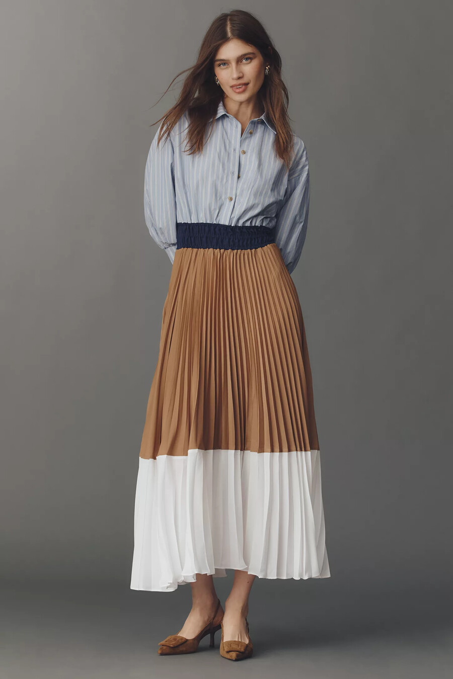das somerset colourblock plissee-maxikleid