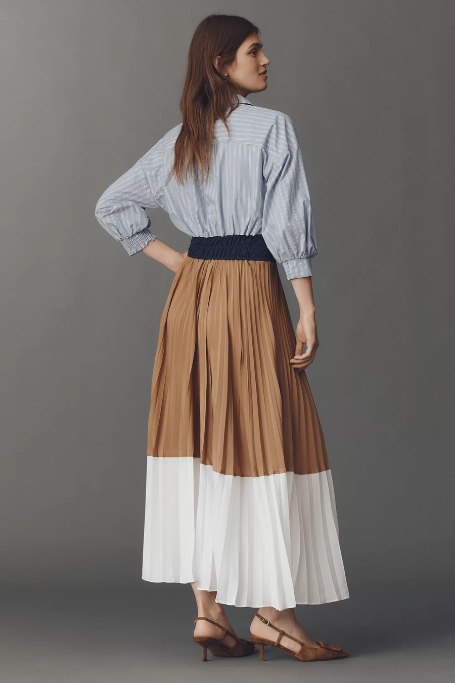 das somerset colourblock plissee-maxikleid