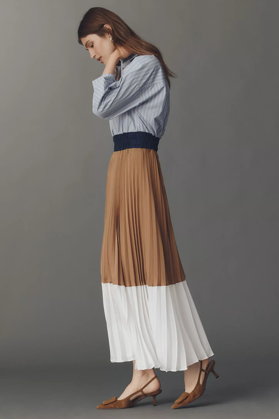 das somerset colourblock plissee-maxikleid
